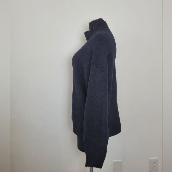 Tahari T Chenille Thick Knit Oversized Sweater Mock Neck Black Minimalist Large - Picture 4 of 12